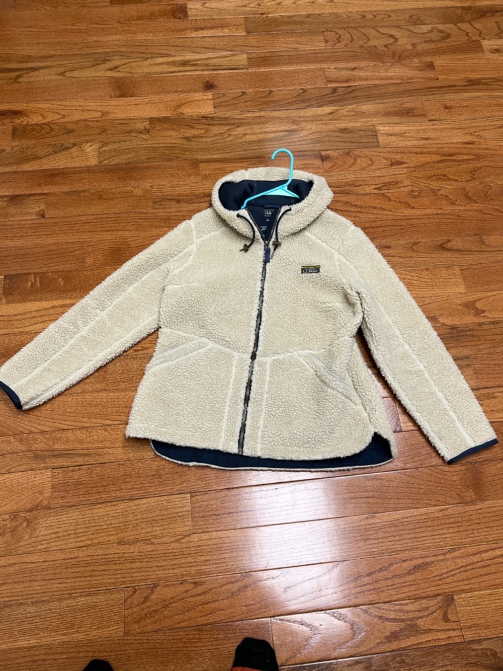 LL Bean Cream Sherpa Hoodie Jacket